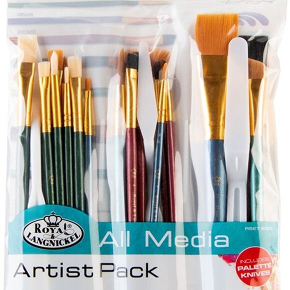 Royal & Langnickel - All Media Variety Taklon Wood Handle Paint Brush Value Pack - Picture 1 of 5